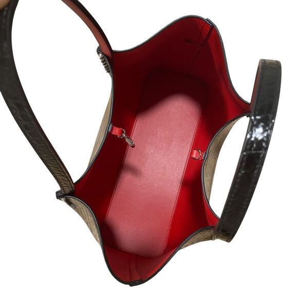 Christian Louboutin Cabarock Croc Small Black Leather Tote Spiked Shoulder Bag - Picture 11 of 12